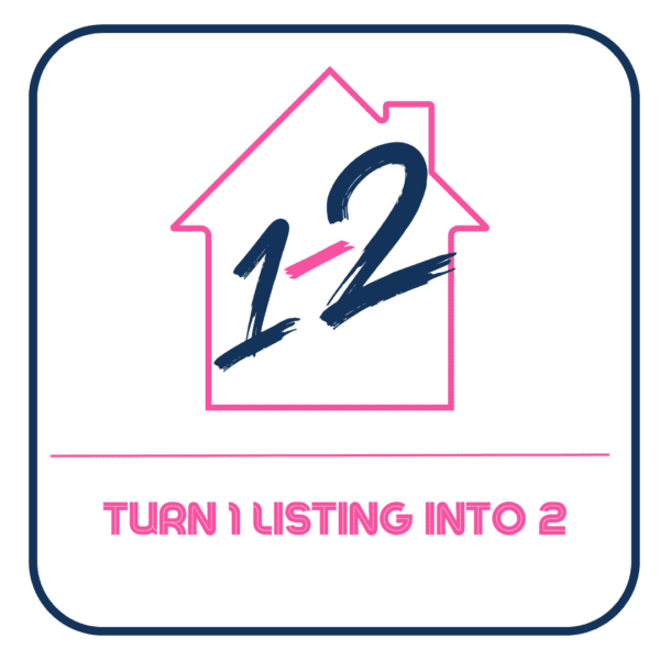 A pink and blue logo with the number 1 2 written in it.